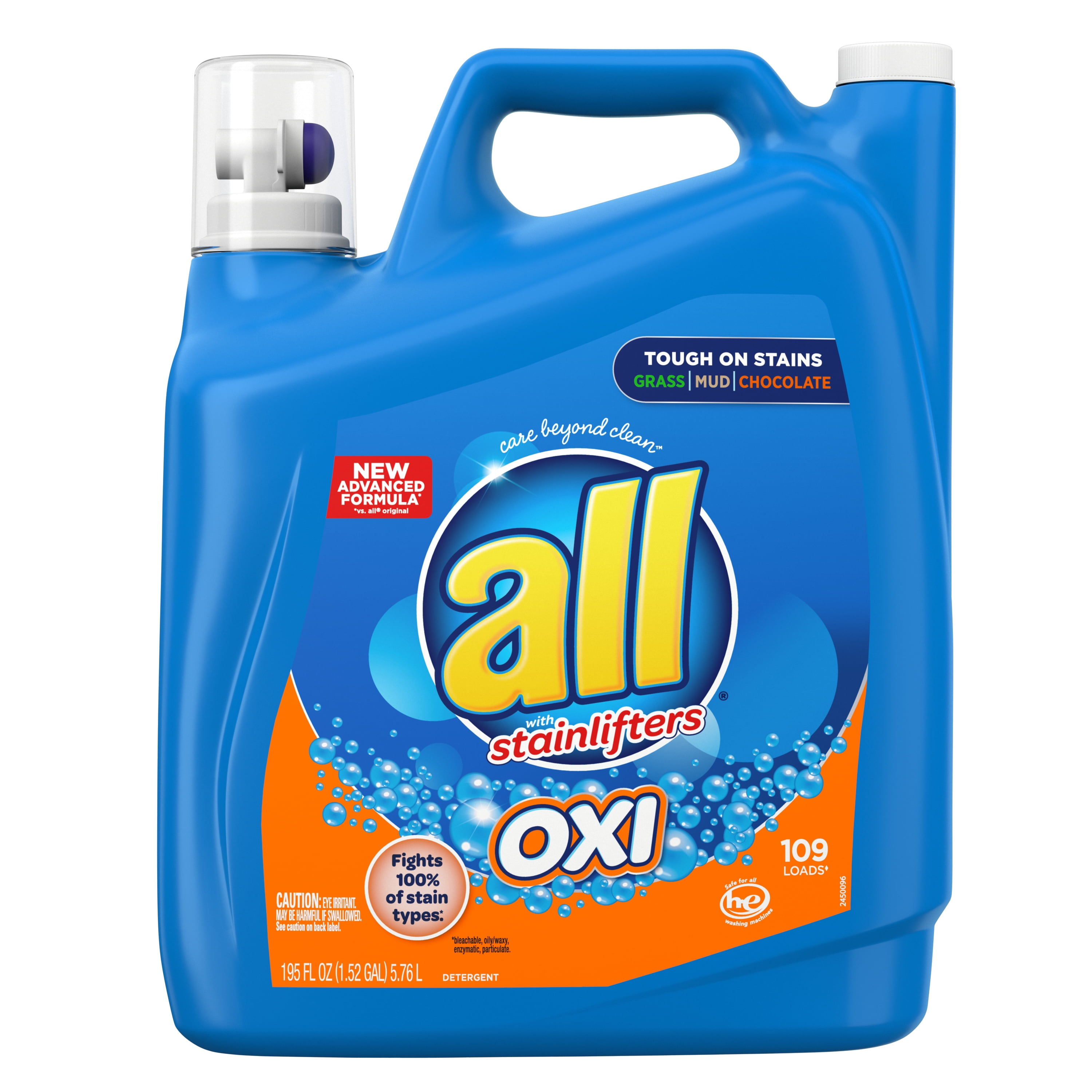 all Liquid Laundry Detergent with OXI Stain Removers and Whiteners, 195