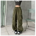 thumbnail image 2 of Pantalones anchos de cintura alta para mujer Y2K con 4 bolsillos, 2 of 7