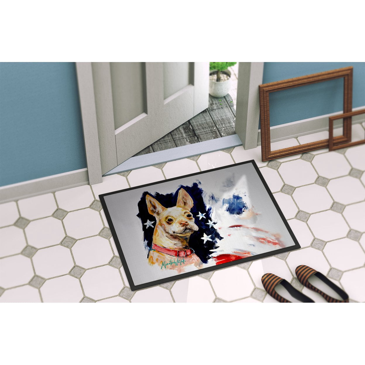 Chevy Boston Terrier Doormat 27 in x 18 in