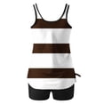 thumbnail image 4 of Traje de Baño de Dos Piezas para las Mujeres Conservador Raya Impresión, Strappy Atrás Traje de Baño Conjunto con Pantalones Cortos, Nylon Spandex Playa Desgaste, 4 of 6