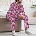 thumbnail image 7 of Naloa Orchids Flowers Men’s Pajamas Set - Long Sleeve Button Down Sleep Shirt and Pajama Bottoms Sleepwear Set-Medium, 7 of 7