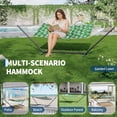 thumbnail image 3 of Double Hammock with Stand – 2-Person Cotton Rope Hammock with Polyester Quilted Pad & Pillow, 475 Lbs Capacity Portable Hammock for Garden, Yard & Camping, 3 of 7