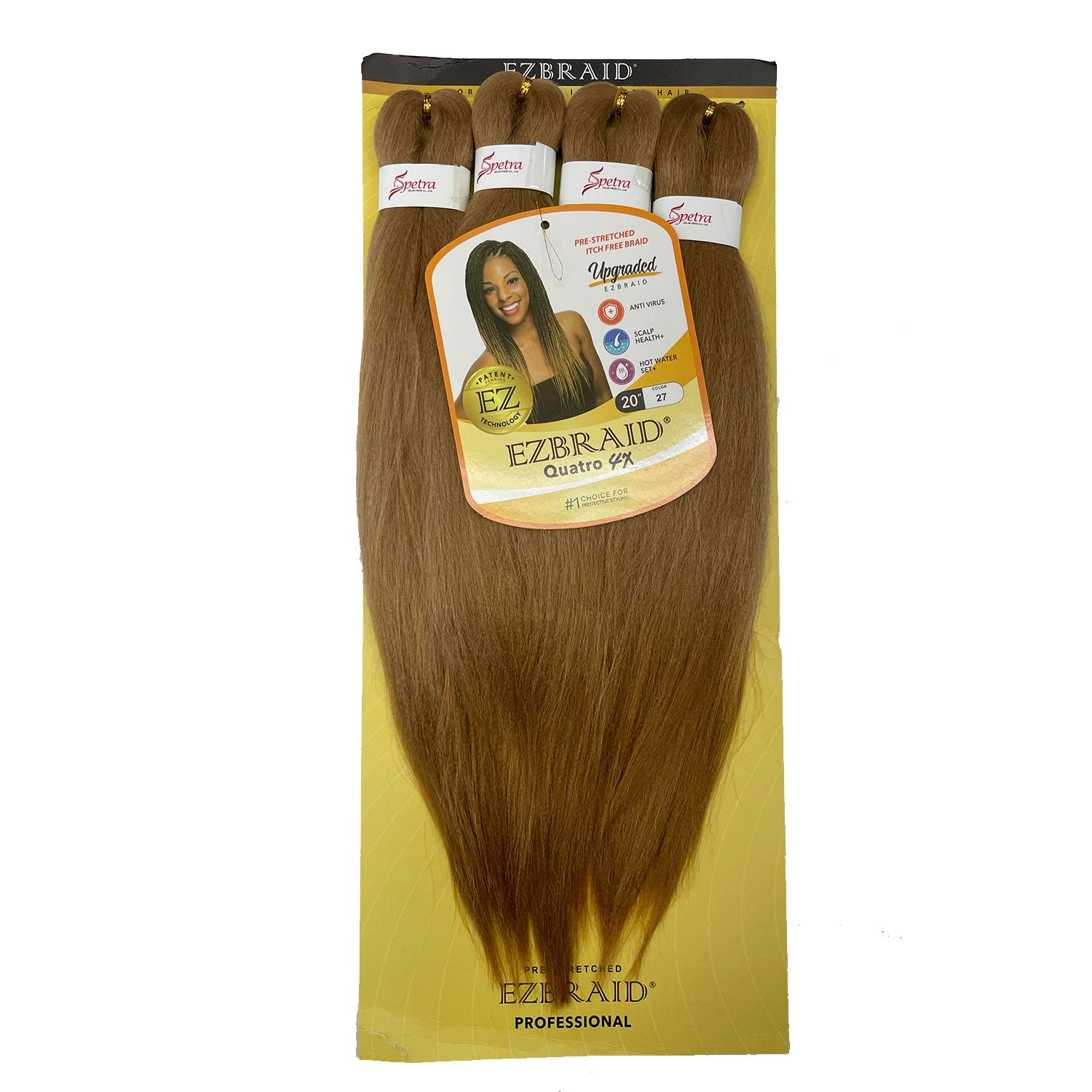 EZ Braid Quatro 4X Pre-Stretched Braiding Hair Extension 2 PACK 20", color T1B/30