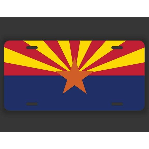 Arizona State Flag License Plate Tag Vanity Novelty Metal | UV Printed Metal | 6-Inches By 12-Inches | Car Truck RV Trailer Wall Shop Man Cave | VLP028