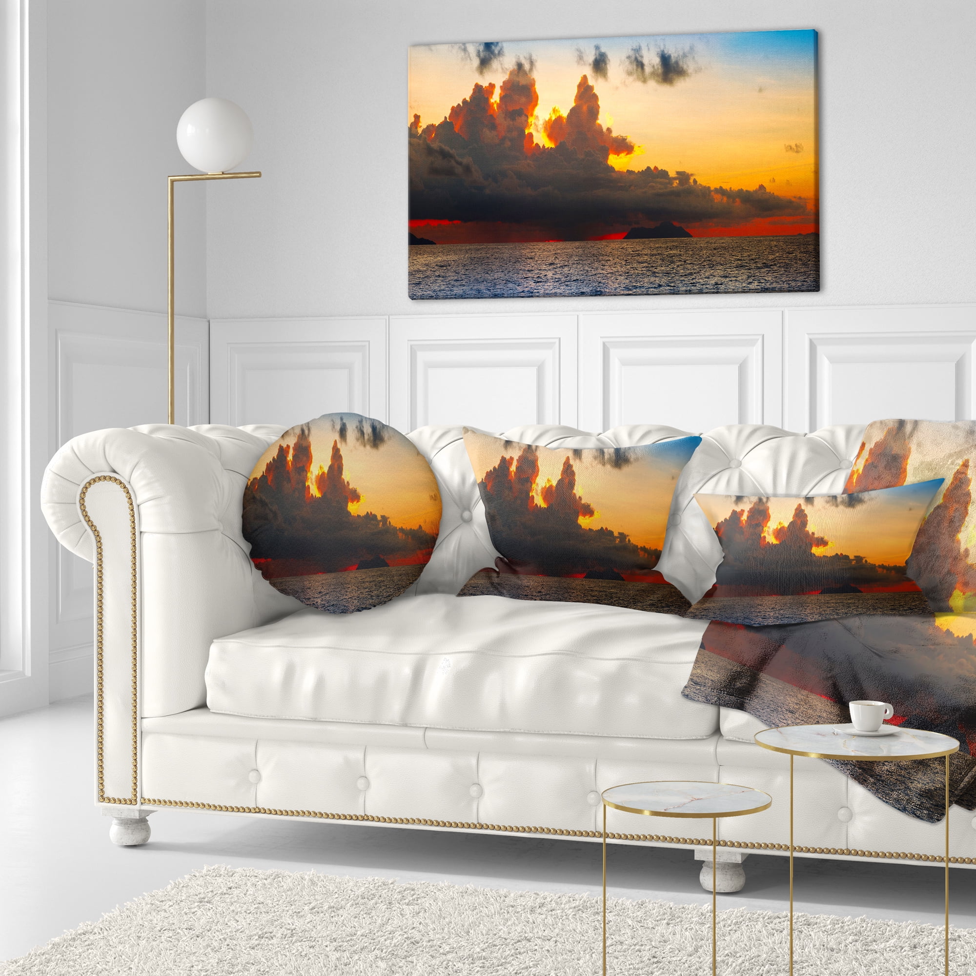 Designart 12" x 20" Gold Polyester Throw Pillow