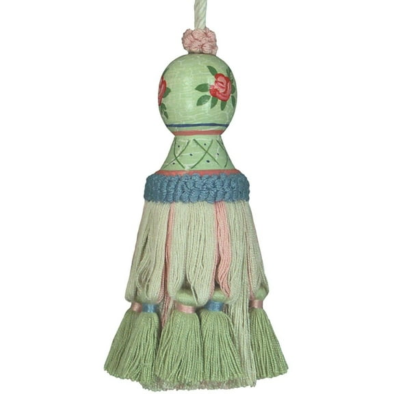 Tassel Green Laura Pair Polyrayon Carved Wooden Head Wood New Hand-Painte JK-492