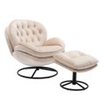 thumbnail image 6 of Swivel Accent Chair with Ottoman, Modern Velvet Lounge Chair with Footrest, Button Tufted Leisure Single Sofa Chair with 360 Degree Metal Base for Reading/Living Room/Bedroom, Beige, 6 of 7