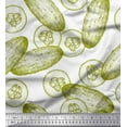 thumbnail image 1 of Soimoi White Moss Georgette Fabric Cucumber Vegetable Print Fabric by Yard 42 Inch Wide, 1 of 3
