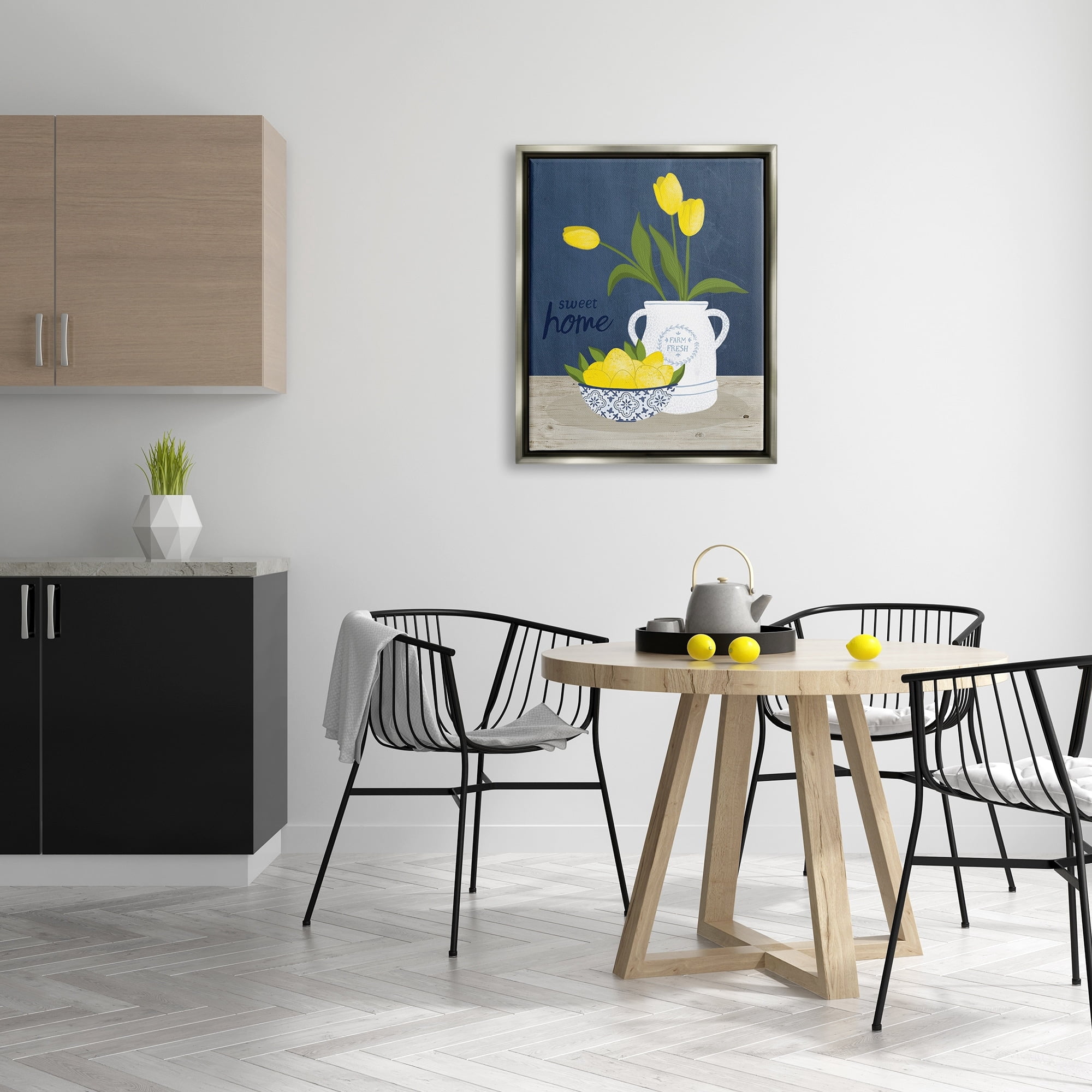 Stupell Industries Sweet Home Farm Fresh Yellow Country Tulips Lemons Graphic Art Luster Gray Floating Framed Canvas Print Wall Art, Design by Nina Seven