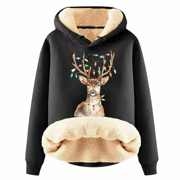 WILLBEST Sudadera de Mujer, Estilo Universitario, Cuello Redondo, Manga Larga, Talla Grande, con Estampado Navideño XXXX-Grande