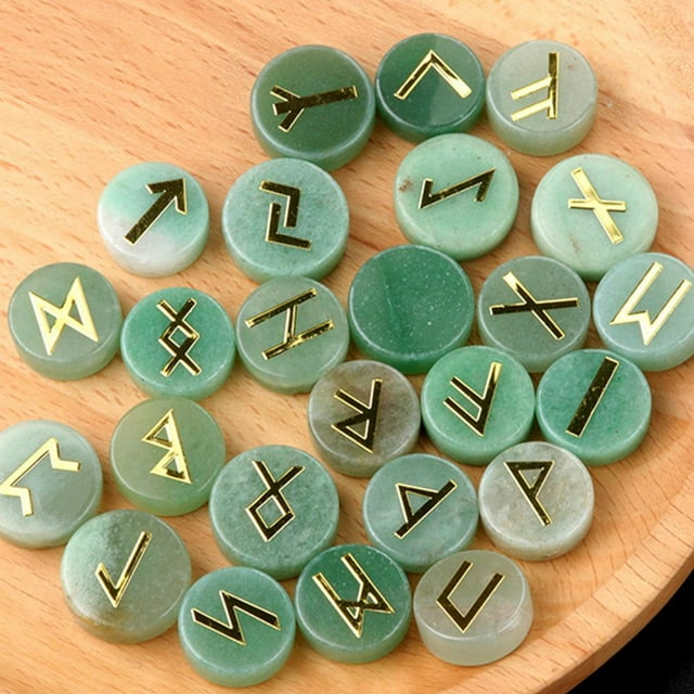 Daily Mix Store Crystal Agate Rune Stone Set, 25pcs Polished Divination Stone with Blank Witch Runes, Smooth Natural Gemstone Set for Divination, Meditation, Witchcraft & Spiritual Rituals
