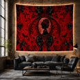 thumbnail image 5 of Profile Silhouette Inside an Oval Frame with Heart Locks and Bows, Romantic Gothic for Dark Art Lovers, Portrait Decor, Halloween Gift, Tapestry Wall Hanging for Den and Studio, 5 of 6