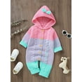 thumbnail image 3 of Nituyy Barboteuse en Tricot pour Bébé Fille, Combinaison à Capuche d'Automne à Manches Longues avec Fermeture à Boutons et Couleurs Contrastantes, 3 of 6