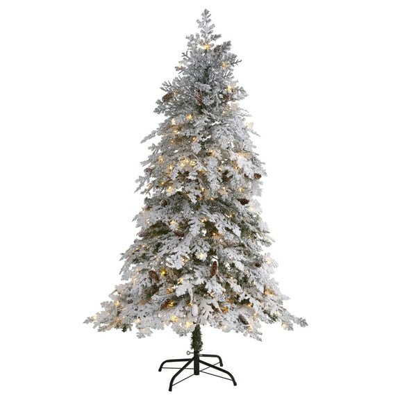 Nearly Natural 6ft. Flocked Montana Down Swept Spruce Artificial Christmas Tree