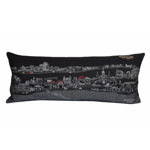 35" Black New Orleans Nighttime Skyline Lumbar Decorative Pillow
