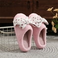 thumbnail image 4 of Fmbrln Womens Winter Fuzzy Slippers Cute Bow Polka Print House Slippers Soft Comfy Warm Indoor Slippers, 4 of 5