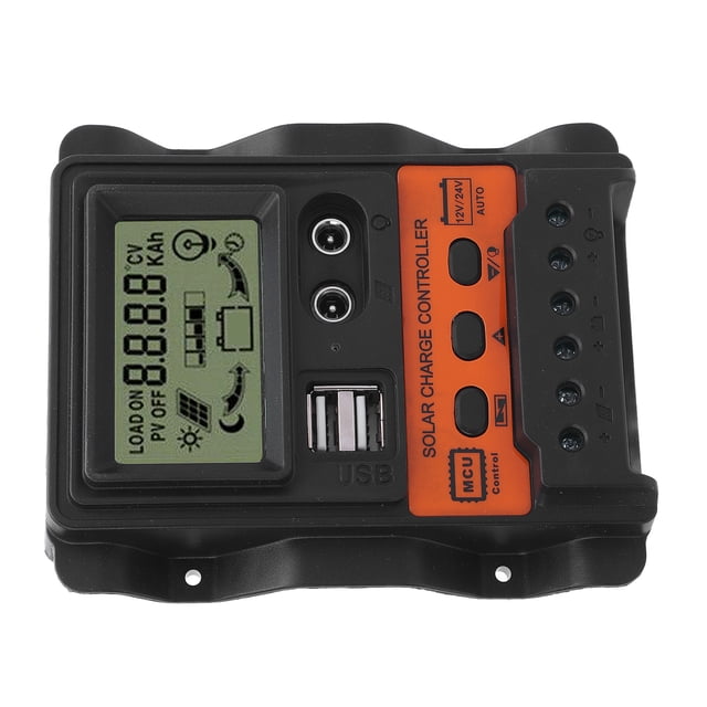 Solar Controller, PWM Solar Panel Controller with Dual USB Ports Battery Intelligent Regulator for Off Grid Systems