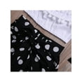 thumbnail image 4 of PatPat Toddler Girls Clothes Fashionable Off Shoulder Pompon Flounced Top and Polka Dots Pants Outfit Set, Black/White, 3 Years, 4 of 6