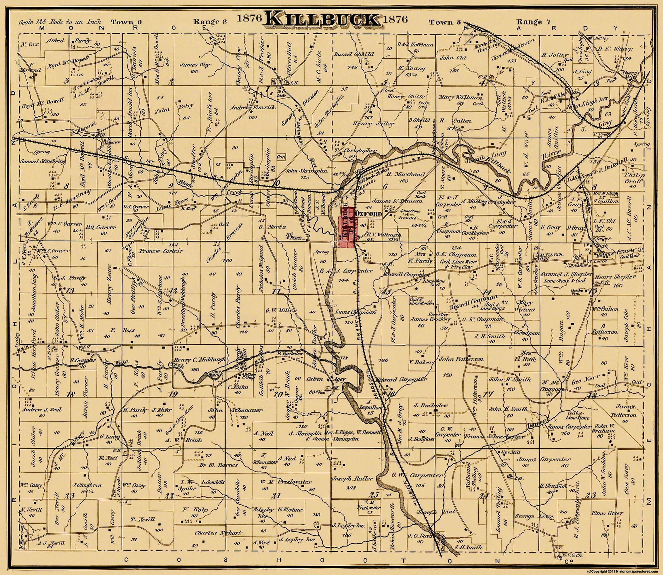 Killbuck Ohio Cring 1876 26.5 x 23 Glossy Satin Paper