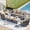 Khaki, variant on ELPOSUN Patio Furniture Set, 6 Pieces Outdoor Patio Set, All-Weather Wicker Rattan Outdoor Furniture Set with Swivel Chairs for Poolside, Backyard, Gray Wicker Navy Blue Cushions