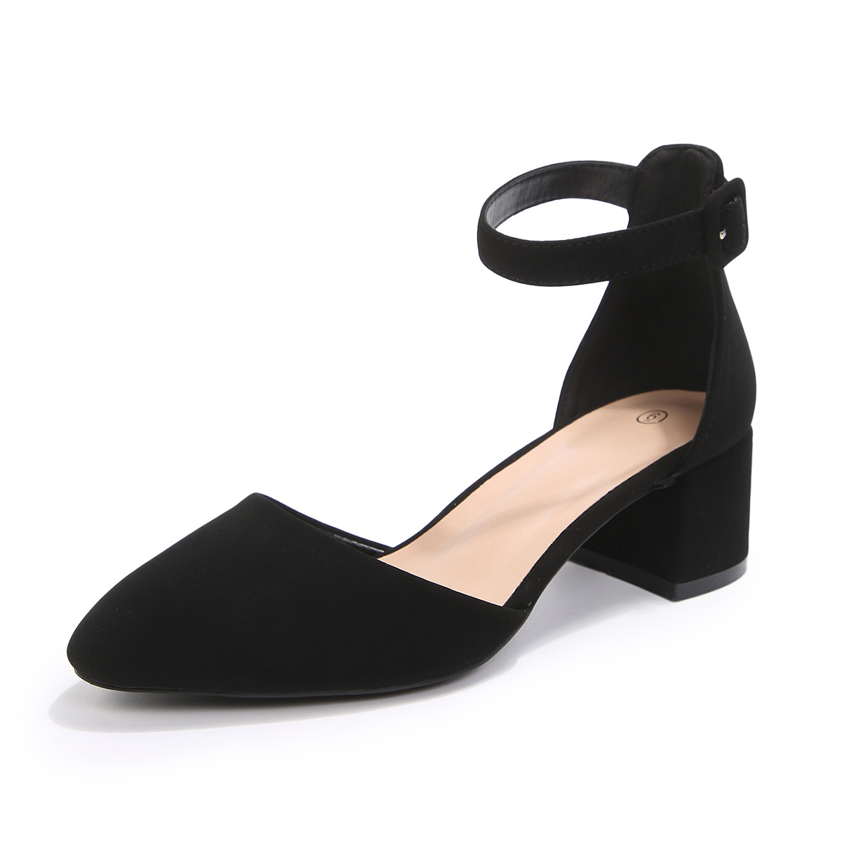 LuckLilac Women's Round Toe Block Heel Ankle Strap Pumps photo 1