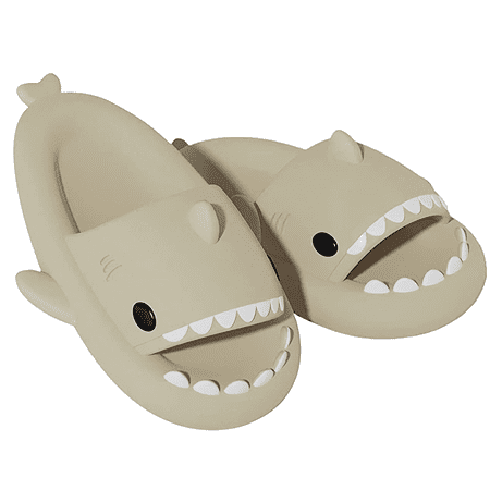 

Shark Sandals Slides for Women Men VREKEF Cute Novelty Cartoon Anti-Slip Open Toe Slides Summer Lightweight Shark Sandals Casual Beach Foam Shoes Unisex Fashion Cloud Shark Slippers(Beige)