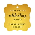 thumbnail image 1 of Darling Souvenir Fancy Frame Custom Paper Tags Thank You For Celebrating With Us Wedding Favor Gift Hang Tags-Metallic Gold-100 Tags, 1 of 1