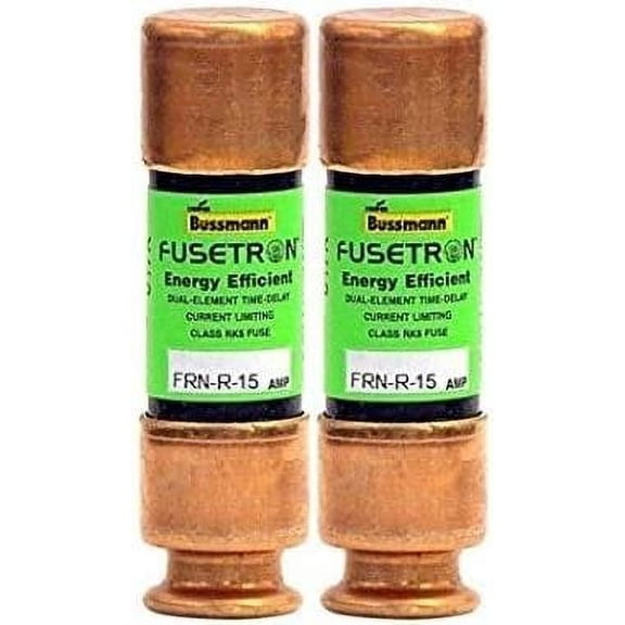 Bussmann BP/FRN-R-15 15 Amp Fusetron Dual Element Time-Delay Current Limiting Class RK5 Fuse, 250V Carded UL Listed, 2-Pack by Bussmann