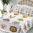 thumbnail image 3 of Ambesonne Colorful Fitted & Top Sheet Set with Shams, Comic Koala Fox Faces, Multi, 3 of 5