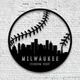 thumbnail image 4 of Craftnamesign Custom American Skyline Baseball Metal Wall Art, Custom Softball Player Name Sign, 4 of 5