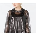 thumbnail image 3 of Material Girl Juniors' Metallic Semi-Sheer Windbreaker Black Size Large, 3 of 3