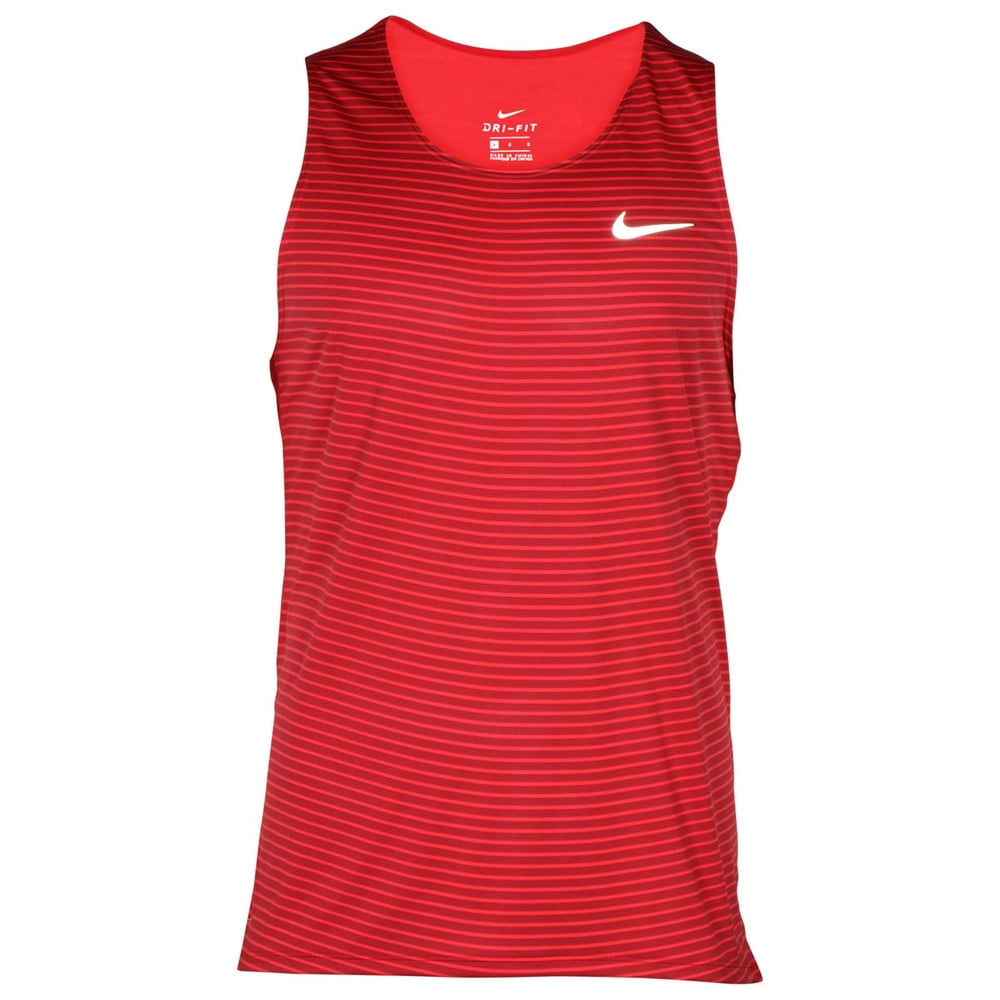 Nike - Men's Dri-Fit Racing Print Running Singlet-Red - Walmart.com ...