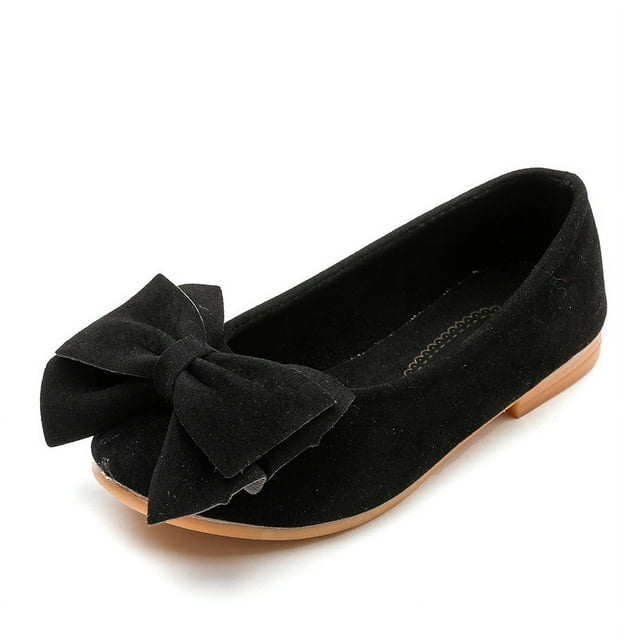 Zapatos de princesa con lazo de color sólido, zapatos de moda para niñas de una sola capa, cómodos zapatos sin cordones con suela suave