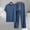 Dark Blue, variant on Modal Pajama Sets for Men 2 Piece Crewneck Short Sleeve Matching Set Tops and Straight Leg Pants Casual Drawstring Comfortable Soft Solid Sleepwear