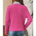 thumbnail image 2 of Defitshape Women's Cable Knitted Cardigan Sweater Casual Cardigan Autumn Knit Elastic Cuffs Elasthane Comfy Cardigan Sweaters Rose X-Large, 2 of 5