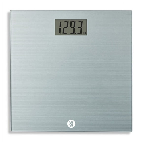 Weight Watchers by Conair Digital Display Tempered Glass Bathroom Scale Brushed Silver WW520Z