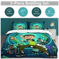 thumbnail image 4 of Duvet Cover Bedding Set Cartoon Print Soft Quilt Cover 3 Pieces, 1 Comforter Cover & 2 Pillowcases for Kids Teens Boys Girls Room Decor 102"x90", 4 of 8