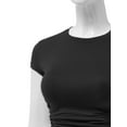 thumbnail image 3 of FashionMille Women's Ruched Side Shierred String Trim Short Sleeve Soft Crop Top - Made in USA, 3 of 5