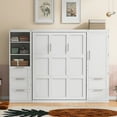 thumbnail image 2 of Velmero Unité Murale de Lit Escamotable Grand Gain de Place avec Garde-Robe Intégrée, Tiroirs de Rangement et Étagères – Solution Moderne Transformable pour Lit d'Appoint, Blanc, 2 of 22