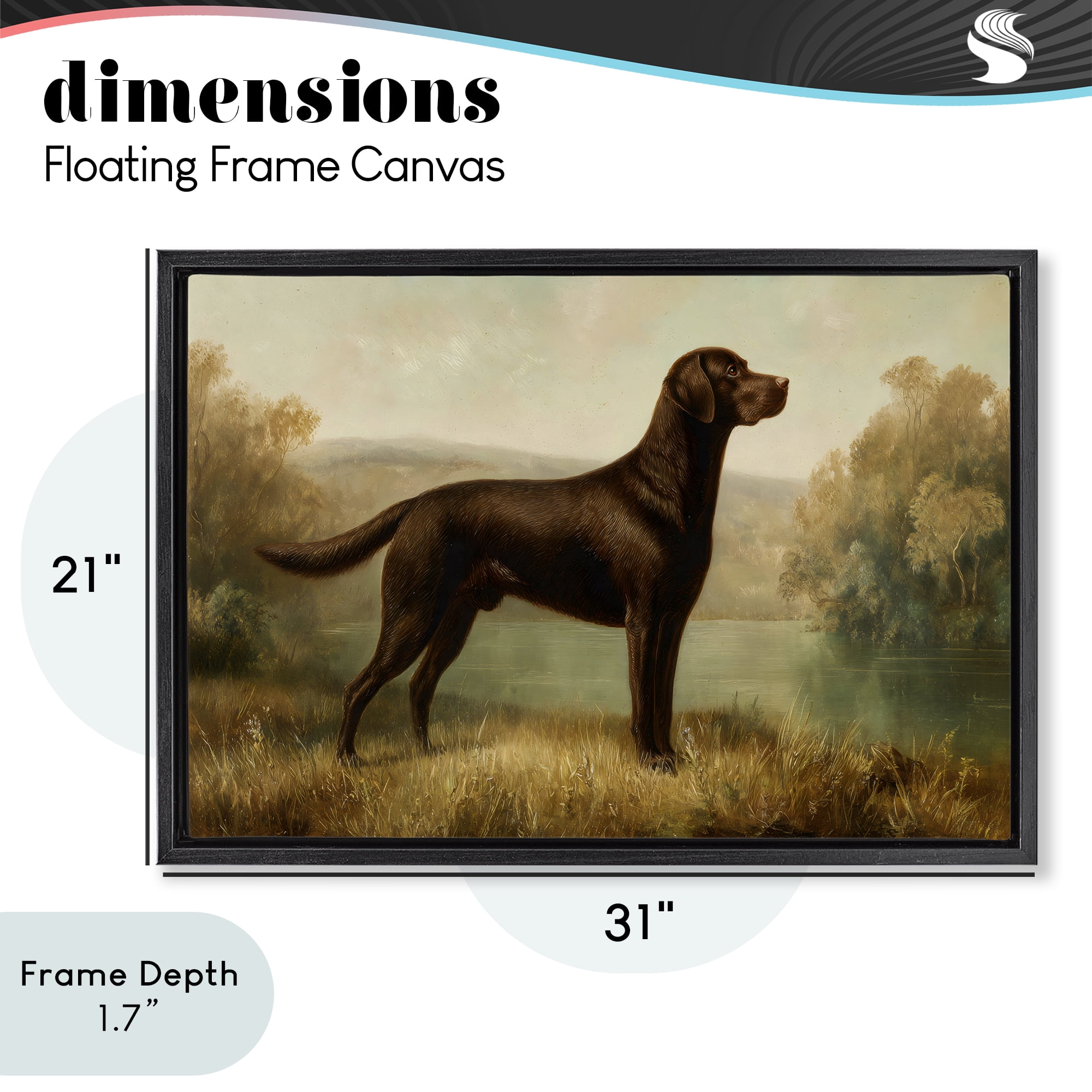 Stupell Industries Chocolate Brown Labrador Black Framed Floater Canvas Wall Art, design by Petal Prints Design