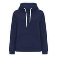 thumbnail image 3 of qucoqpe Womens Classic Cozy Long Sleeve Sweatshirt Fall Winter Lightweight Solid Casual Hooded Pullover Tops, 3 of 5