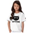 thumbnail image 3 of Cattitude Funny Cat Ladies Pet Lovers Girls Kids T Shirt Tees Teen Brisco Brands L, 3 of 6
