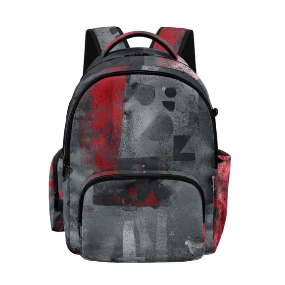 Whosucclay Red Graffiti Ar School Bookbag with Lightweight Large Capacity Daypack, Washable 17 Inch Knapsack with Front Pocket for High School Elementary School