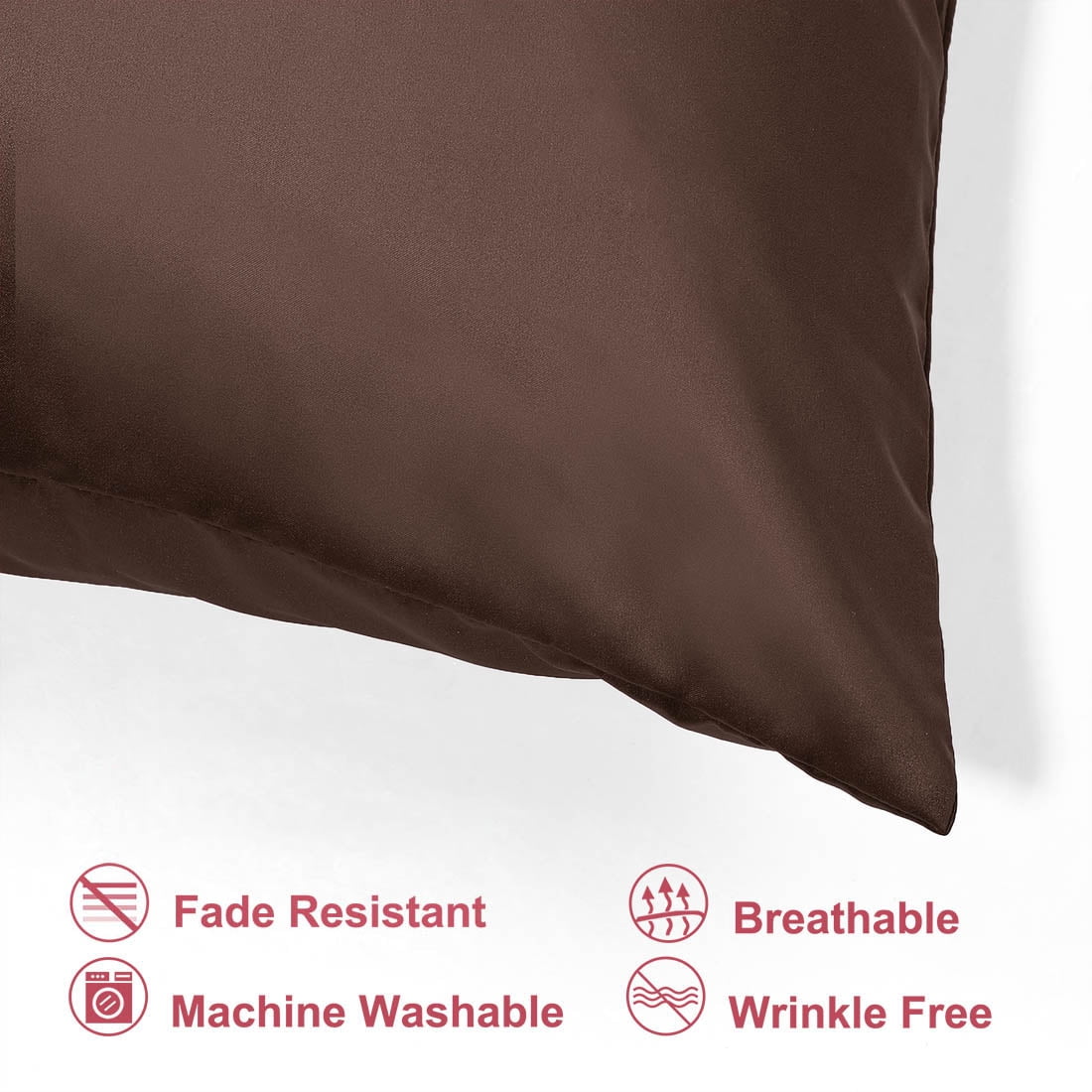 Unique Bargains 2 Pack Silky Satin Pillow Cover Cases Brown 21" x 37"