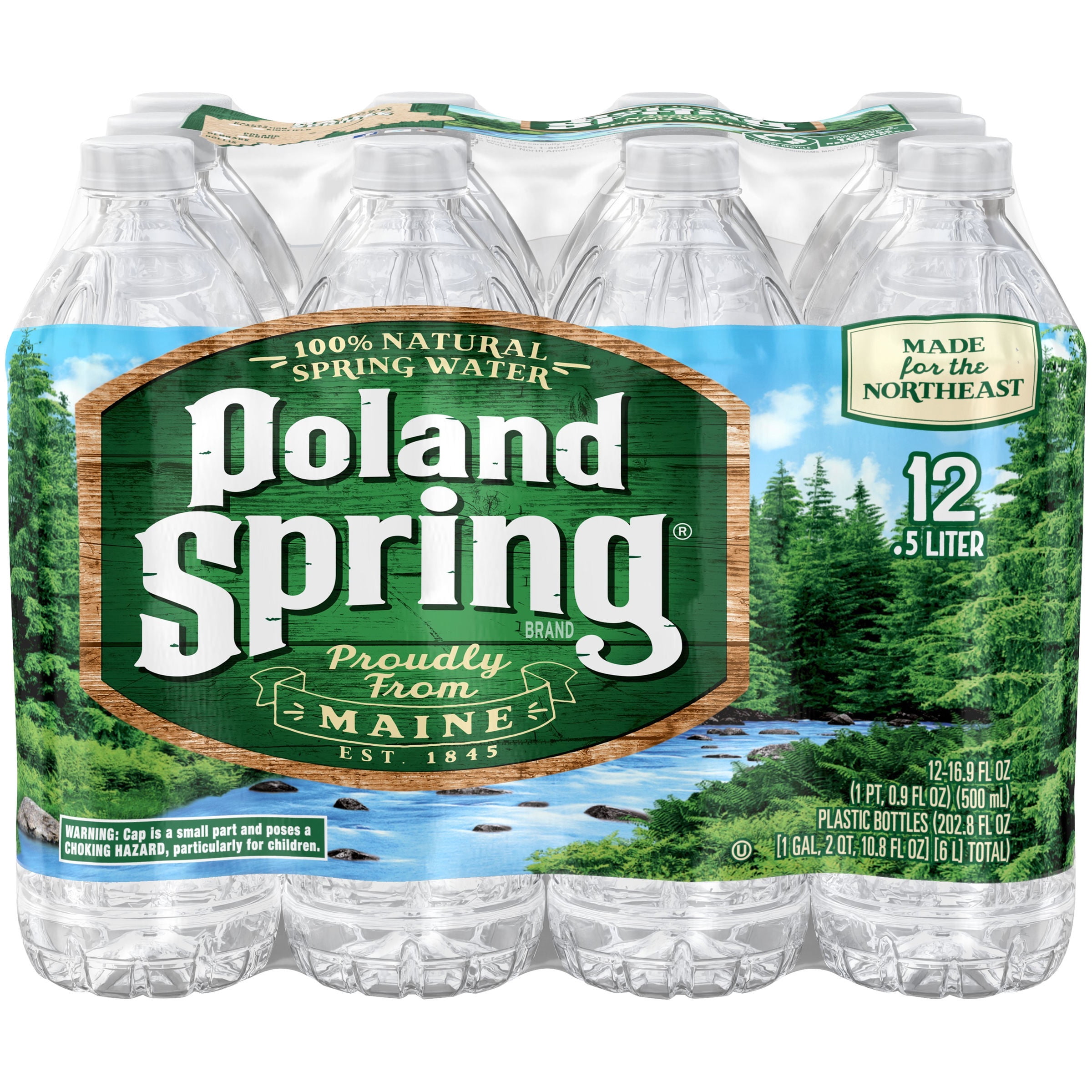 POLAND SPRING Brand 100 Natural Spring Water, 16.9ounce plastic bottles (Pack of 12) Walmart