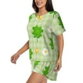 thumbnail image 2 of Bingfone St Patrick's Day11 Print Pajamas Sets for Women Soft Short-Sleeved Pjs with Lounge Shorts Two Piece Sleepwear, 2 of 8