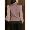 thumbnail image 5 of Sheer Bishop Sleeve Surplice Neck Long Sleeve Blouse for Women Mauve Pink Large, 5 of 5