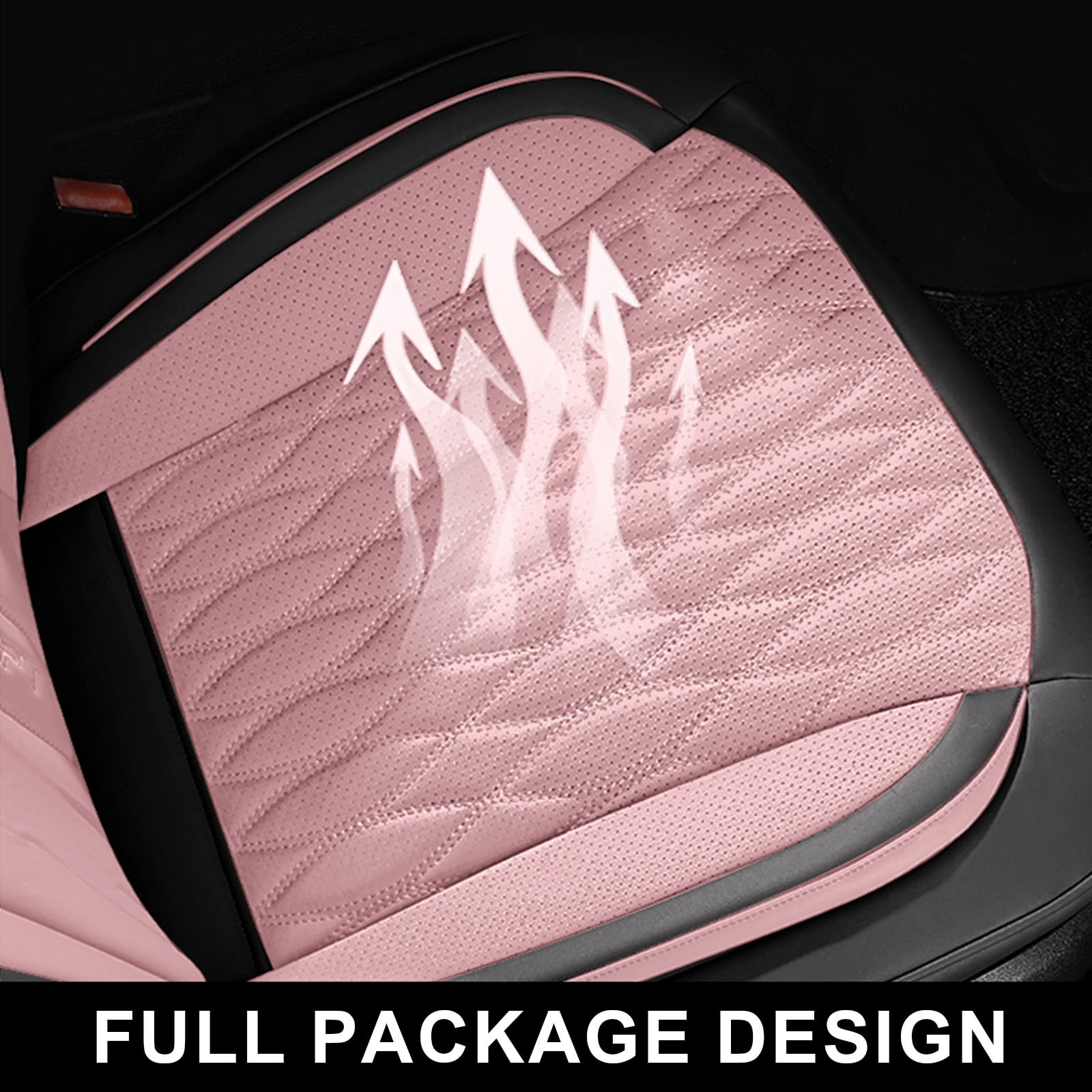OTOEZ Universal Pink Car Seat Cover Nappa Leather 5-Seat Full Set Waterproof Front & Rear Cushion Protector Fit Most Honda Toyota Chevy Ford Nissan SUV