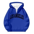 thumbnail image 3 of MHFRRA Sudadera con Capucha y Cremallera de Un Cuarto con Estampado de Letras, Suave y Cómoda, para Uso Informal, Sudadera Deportiva Ligera Azul, 3 of 3