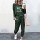 thumbnail image 3 of Gibobby Conjunto de sudadera y pantalones Traje casual de pantalones de manga larga con estampado de diente de león de color sólido para mujer (estilo 1)(Verde,G), 3 of 4